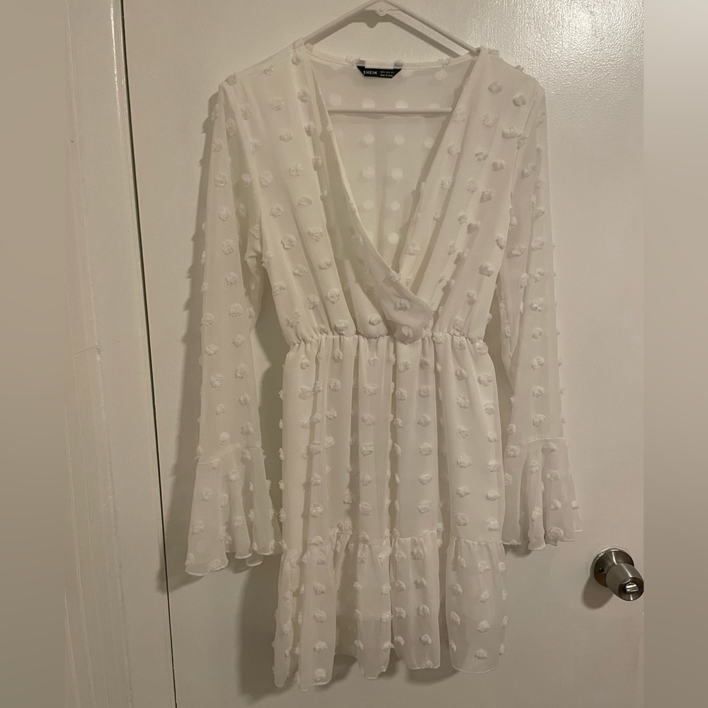 Shein Bell Sleeve White Dress